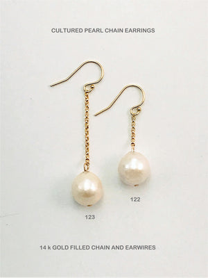 Cultured Pearl Chain Earrings