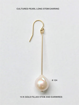 Cultured Pearl Stem Earrings